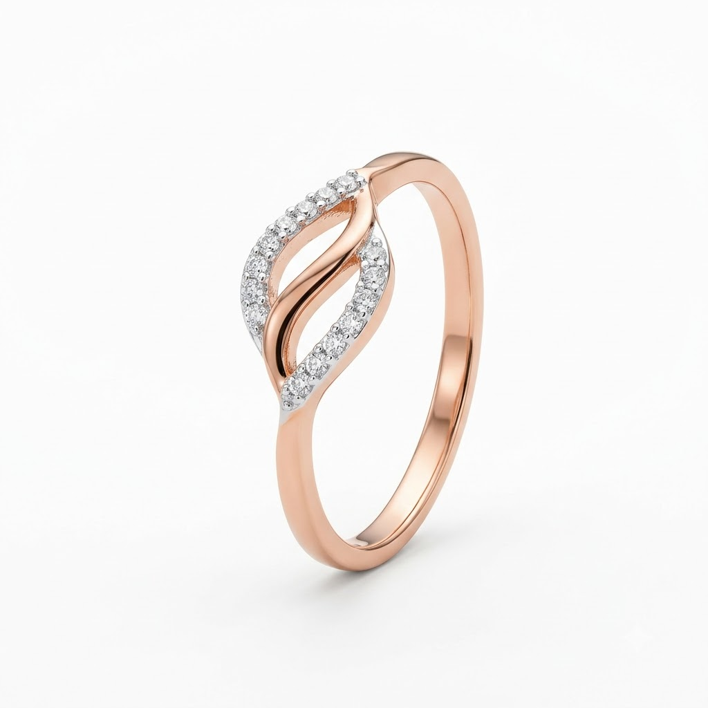 Elegant Twisted Diamond Ladies Ring