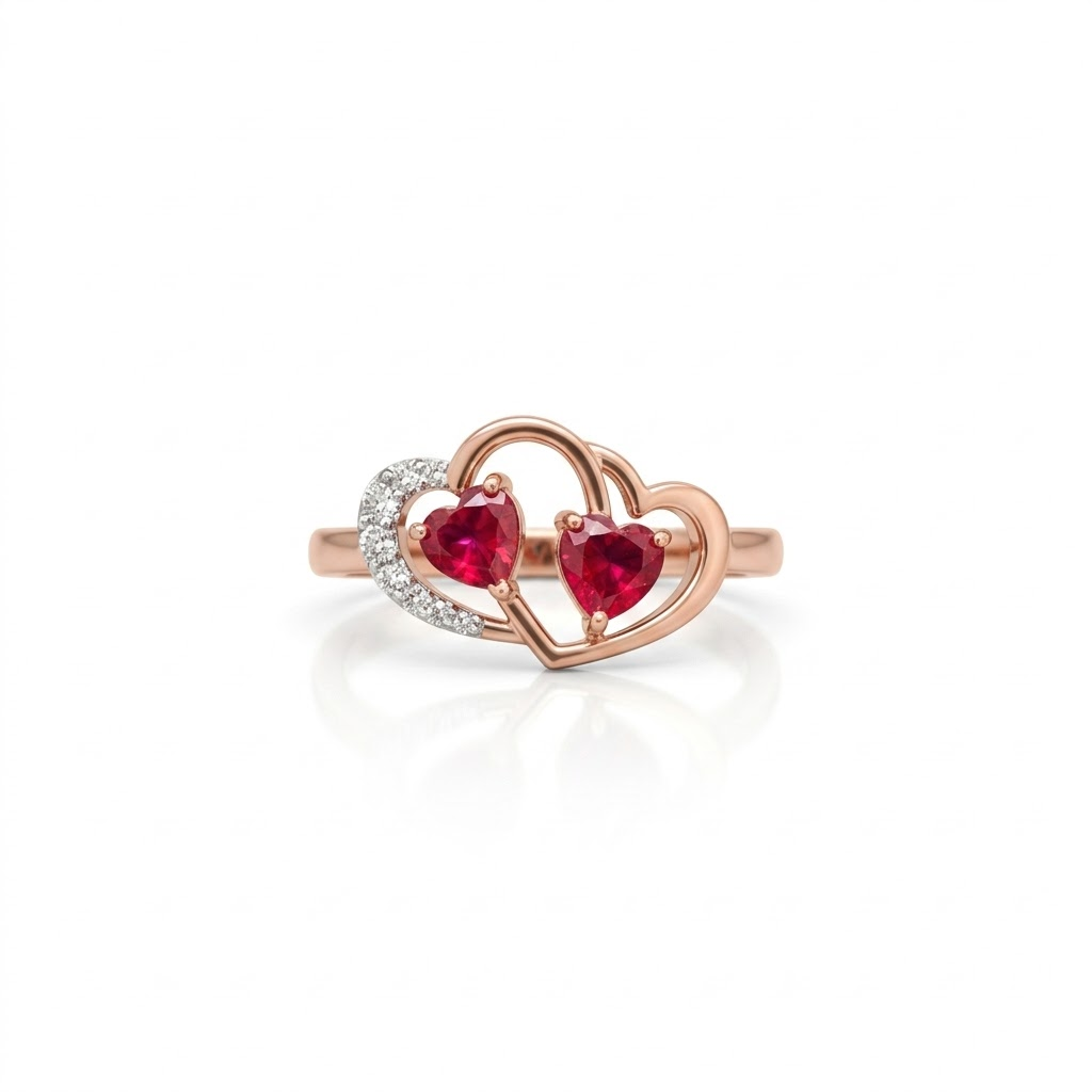 Double Heart Diamond Ring
